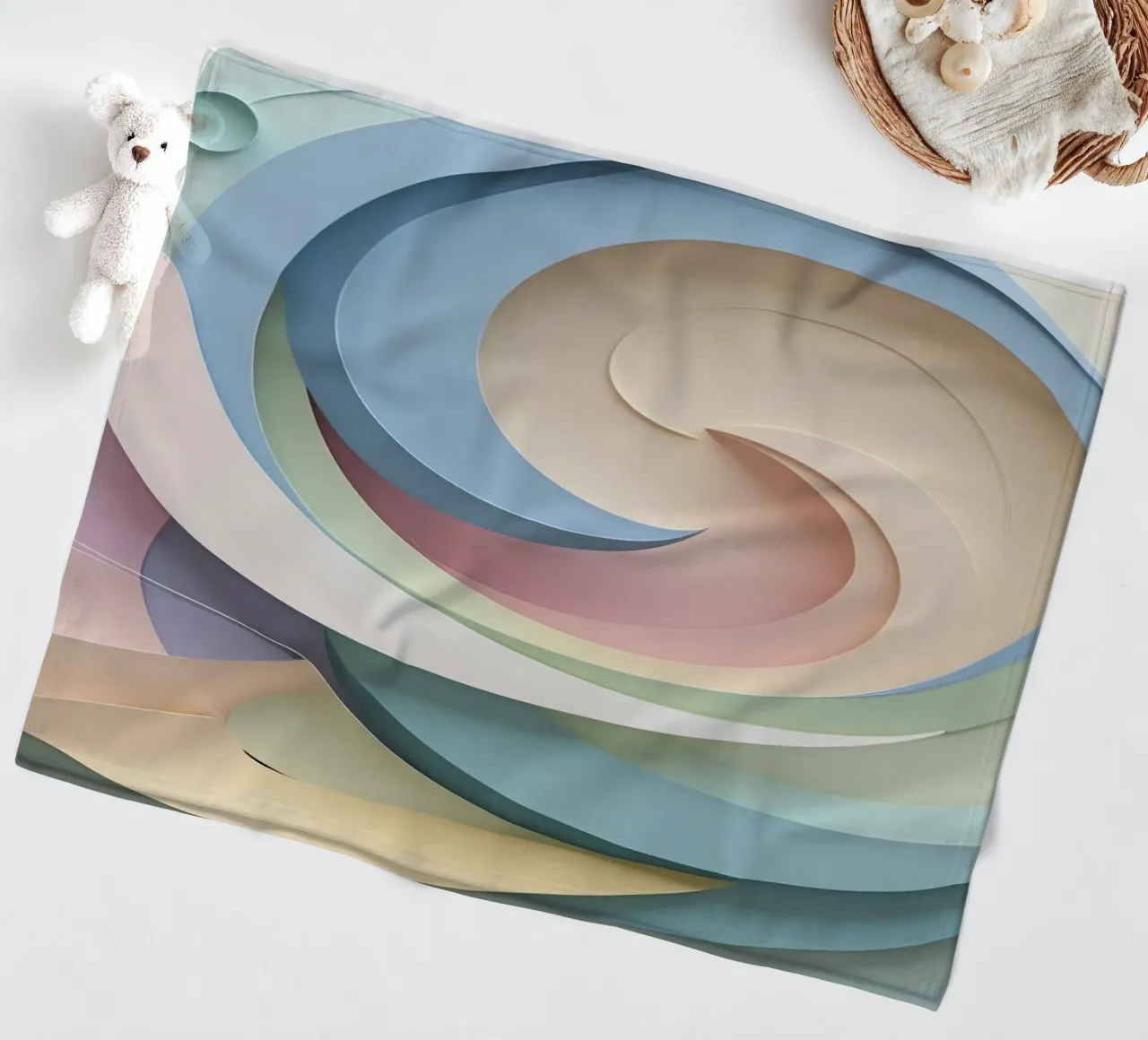 Swirling pastel patterns create a mesmerizing display fleece blanket by DesignDoodle
