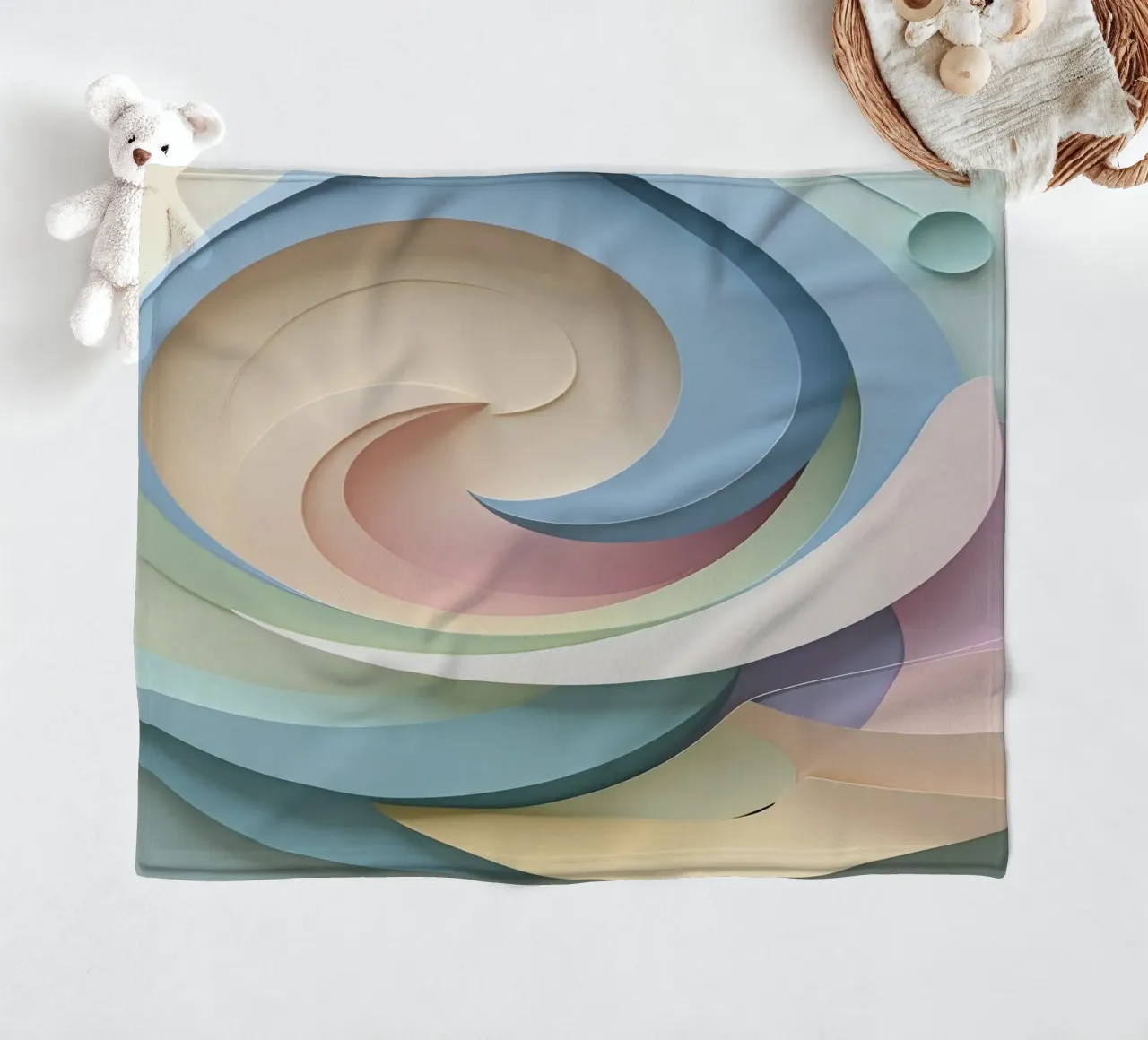 Swirling pastel patterns create a mesmerizing display fleece blanket by DesignDoodle