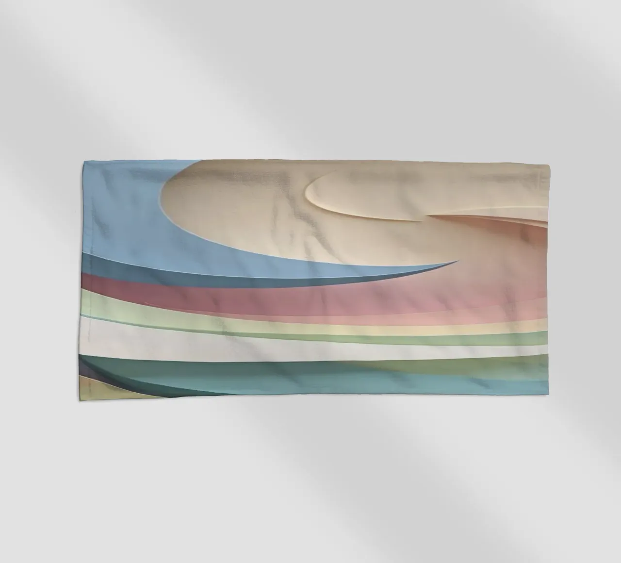 Swirling pastel patterns create a mesmerizing display beach towel by DesignDoodle