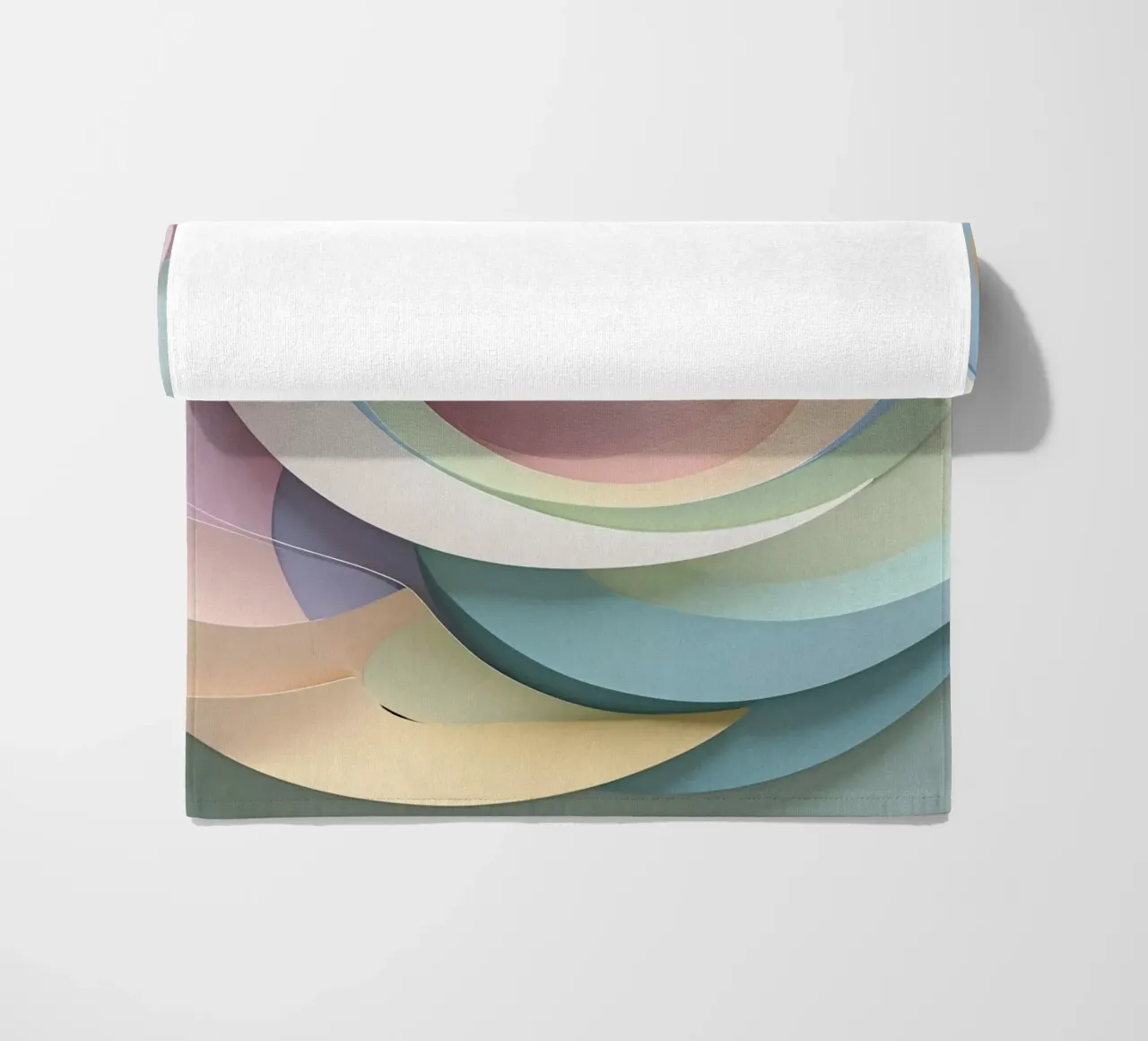 Swirling pastel patterns create a mesmerizing display beach towel by DesignDoodle