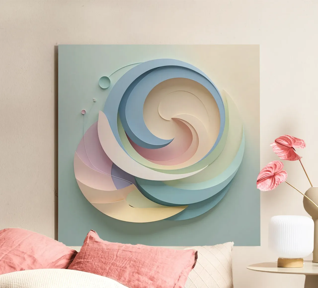 Swirling pastel patterns create a mesmerizing display alu-dibond by DesignDoodle