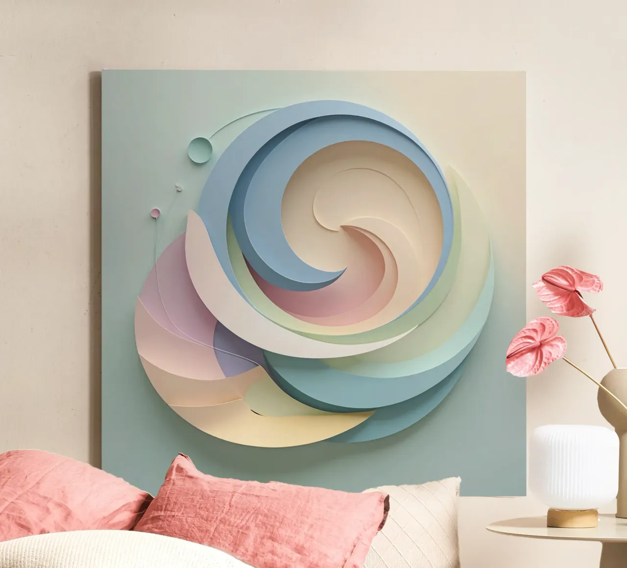 Swirling pastel patterns create a mesmerizing display canvas by DesignDoodle