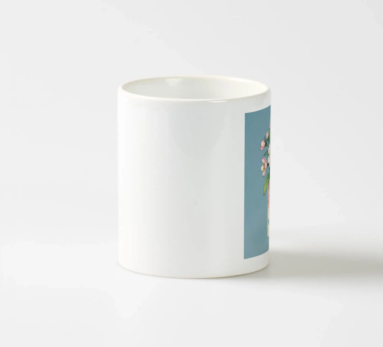 Brightly colored mug holds a bouquet of delicate flowers ceramic mug by DesignDoodle