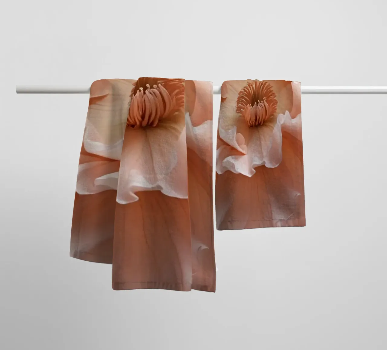 Delicate pink flower with ruffled petals illuminated in soft towel by DesignDoodle