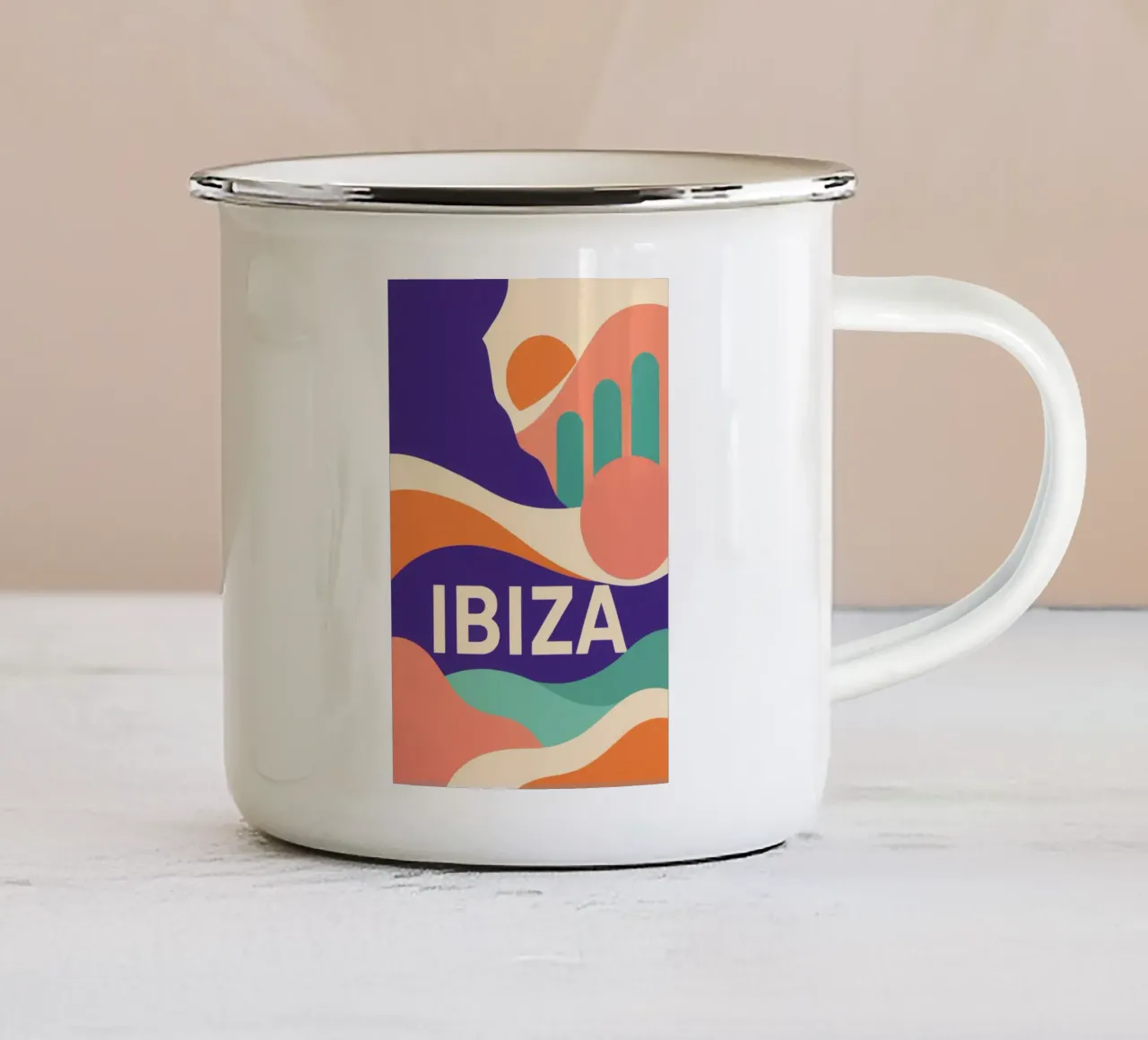 Ibiza - Una fuga colorata sotto il sole delle Baleari tazza in smalto da JETLAG | affiches voyage