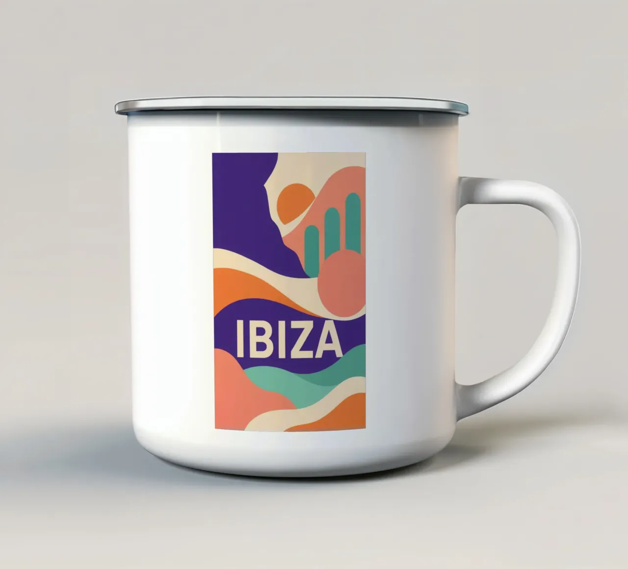Ibiza - Una fuga colorata sotto il sole delle Baleari tazza in smalto da JETLAG | affiches voyage