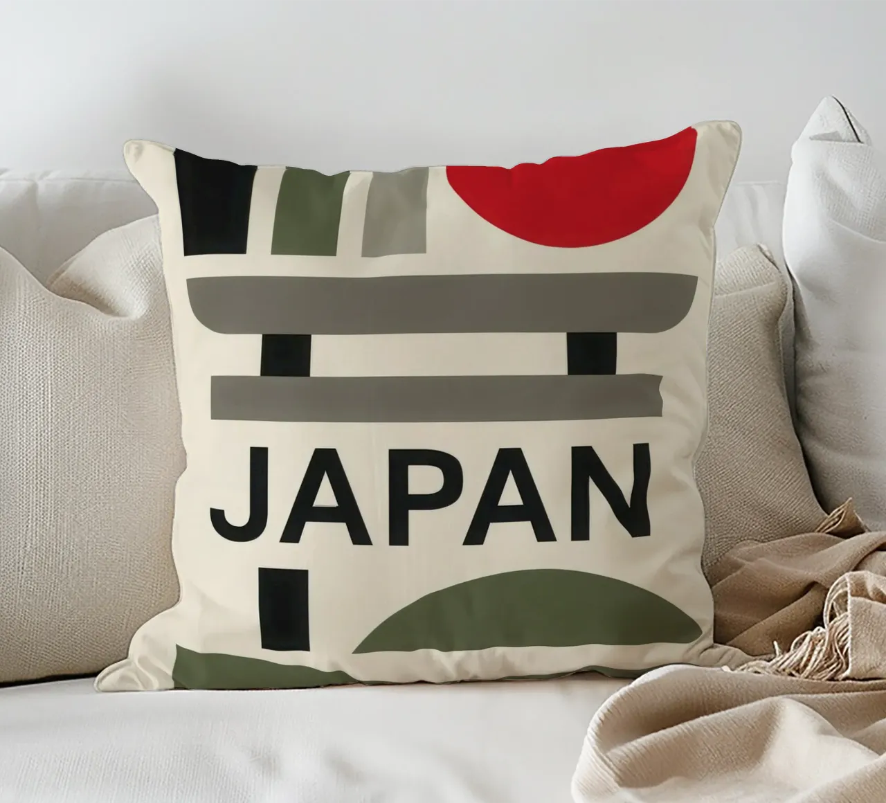 Japan - Minimalism and serenity in the land of the Rising Sun decorative cushion by JETLAG | affiches voyage
