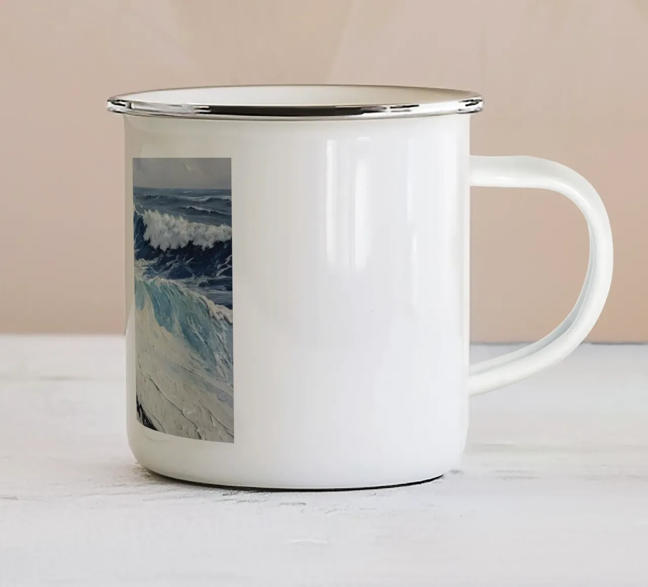 Composizione delle onde tazza in smalto da Point and Art