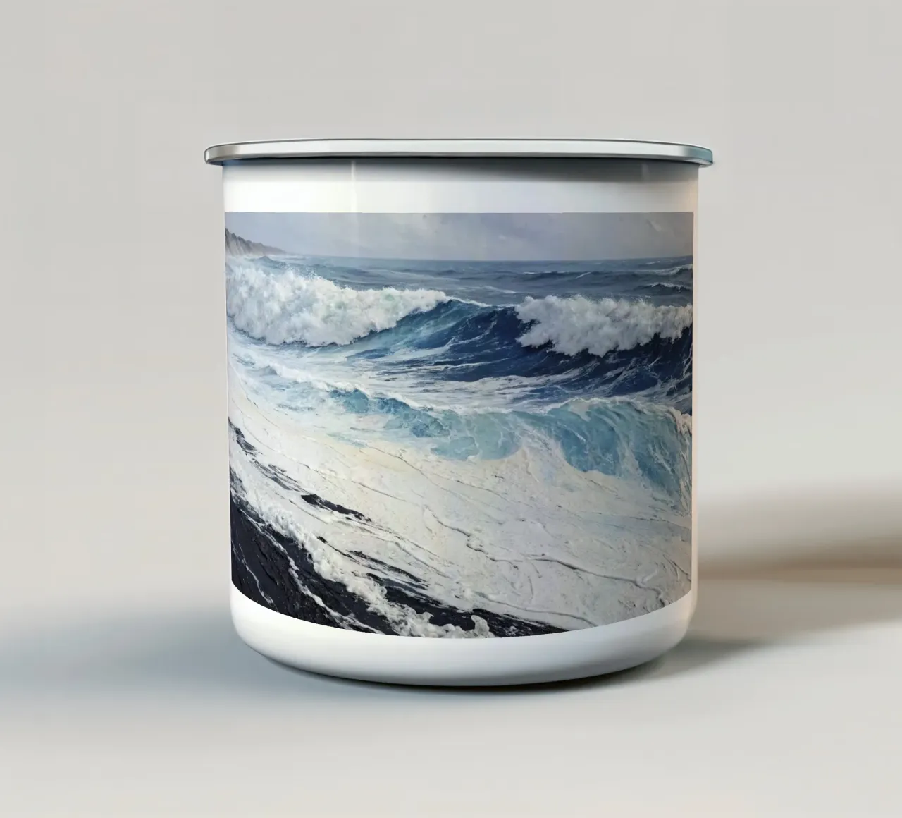 Composizione delle onde tazza in smalto da Point and Art