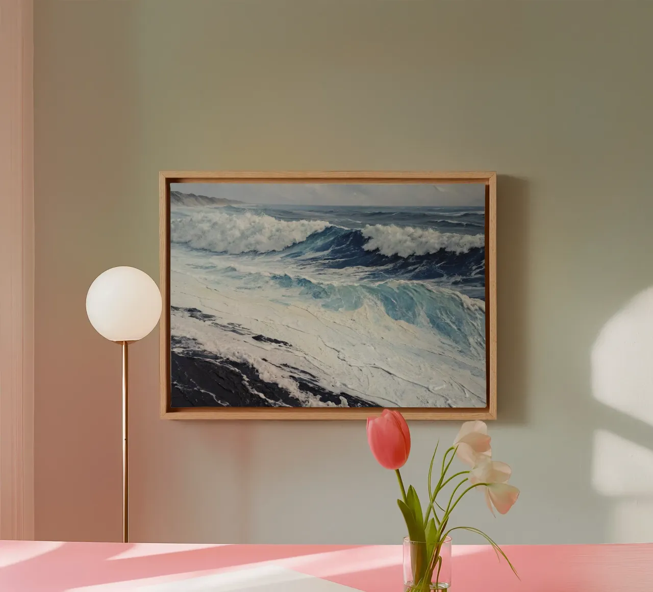 Composición de las olas lienzo con Marco flotante de 🎨 Point and Art