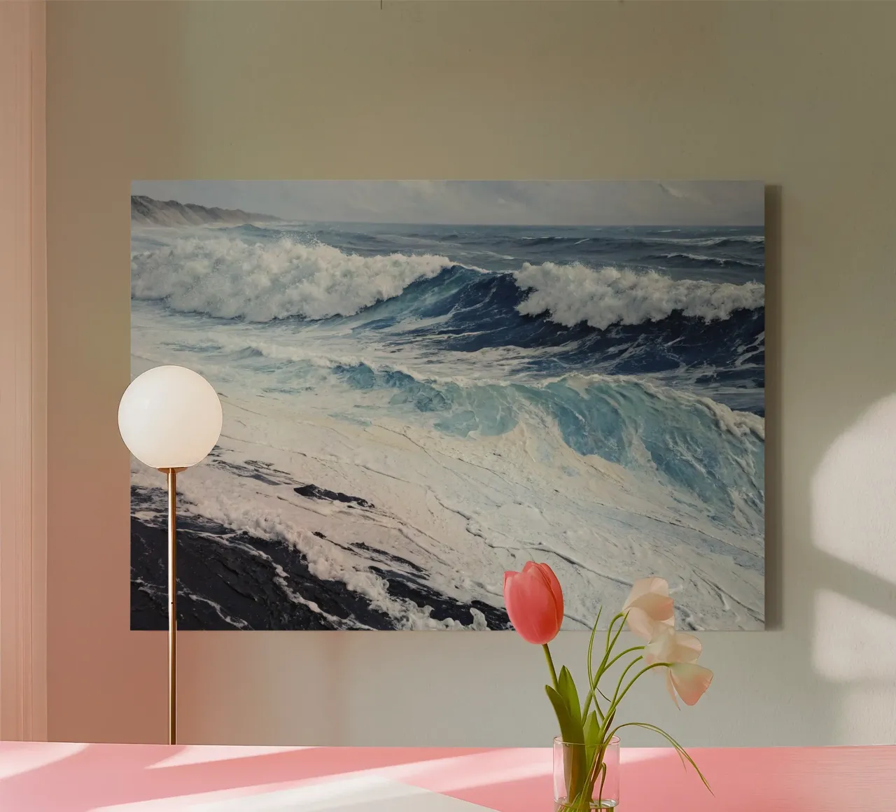 Composición de las olas lienzo con Marco flotante de 🎨 Point and Art