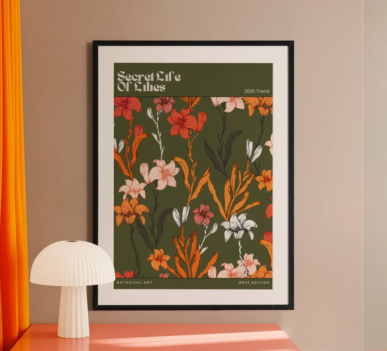 SECRET LIFE OF LILIES poster con telaio in legno da Einfach Uebel