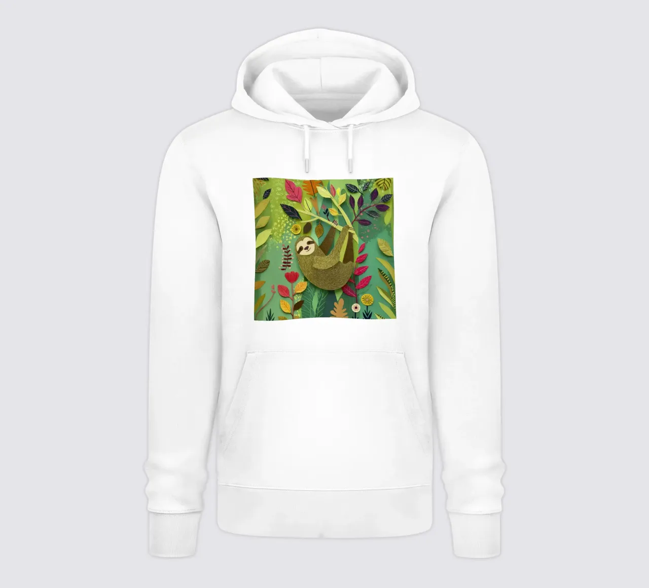 Bradipo Giungla Collage Art Vintage Tropicale Botanico Fauna Selvatica felpa con cappuccio da Modern Muse