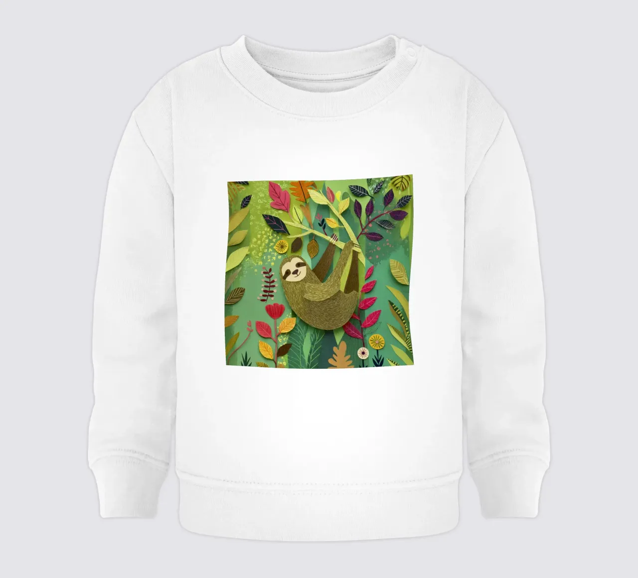 Bradipo Giungla Collage Art Vintage Tropicale Botanico Fauna Selvatica felpa neonato da Modern Muse