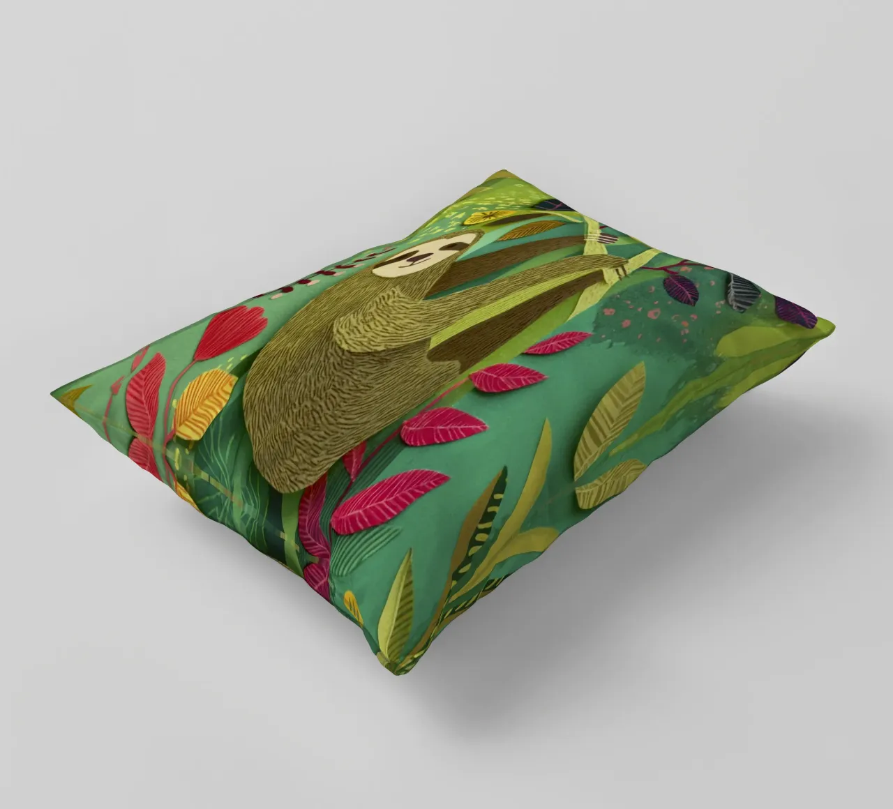 Bradipo Giungla Collage Art Vintage Tropicale Botanico Fauna Selvatica cuscino da Modern Muse