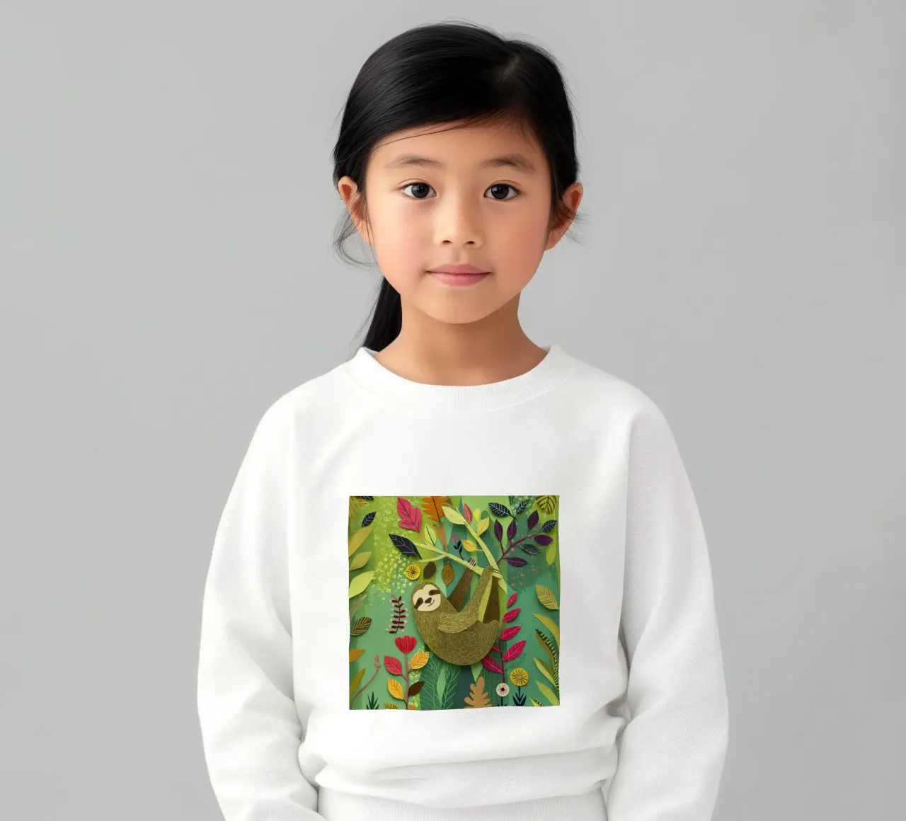 Bradipo Giungla Collage Art Vintage Tropicale Botanico Fauna Selvatica felpa bambino da Modern Muse
