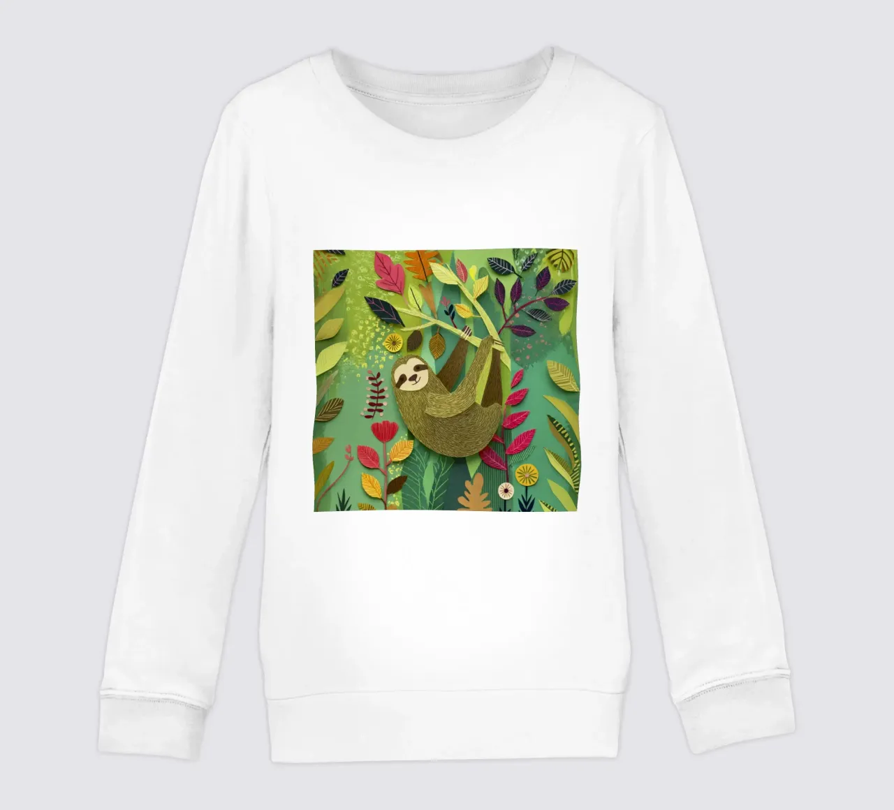 Bradipo Giungla Collage Art Vintage Tropicale Botanico Fauna Selvatica felpa bambino da Modern Muse