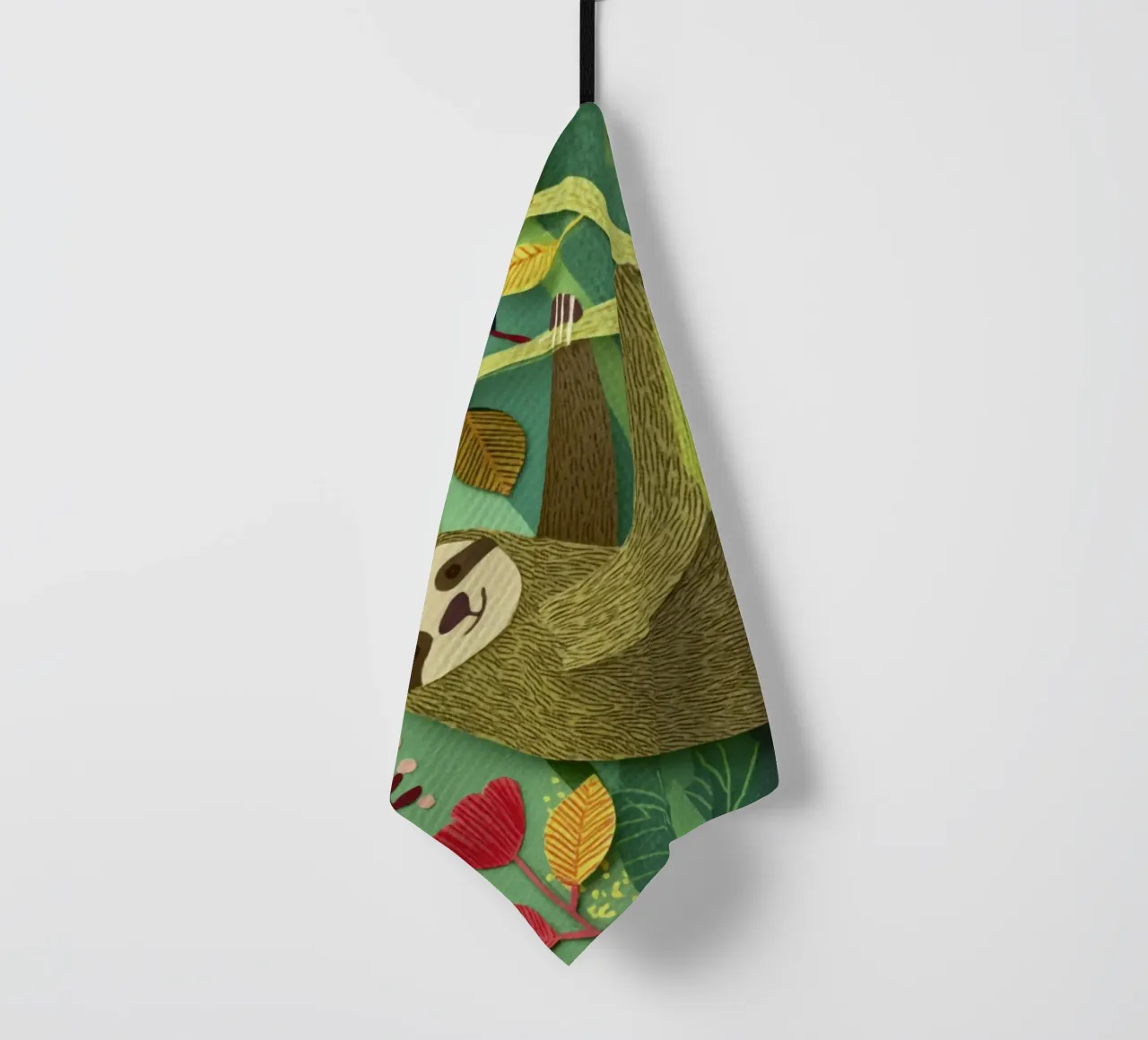 Bradipo Giungla Collage Art Vintage Tropicale Botanico Fauna Selvatica canovaccio da cucina da Modern Muse