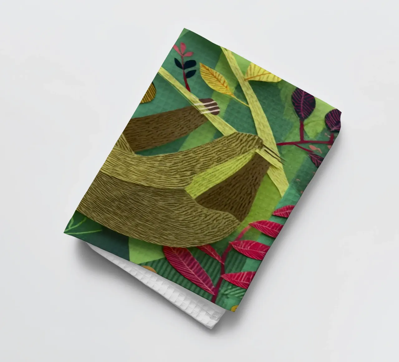 Bradipo Giungla Collage Art Vintage Tropicale Botanico Fauna Selvatica canovaccio da cucina da Modern Muse