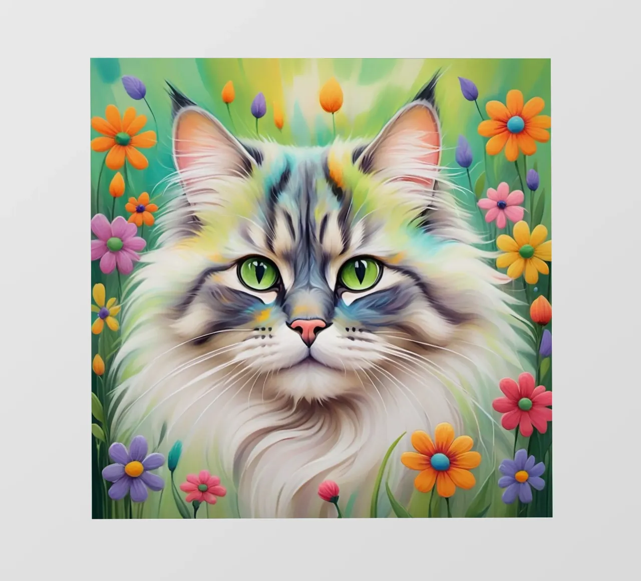 Gatto con fiore telo in pvc da Purrfect Whiskers Art