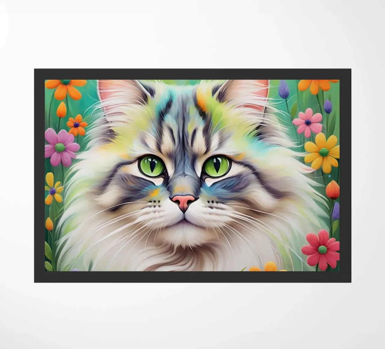Gatto con fiore zerbino da Purrfect Whiskers Art
