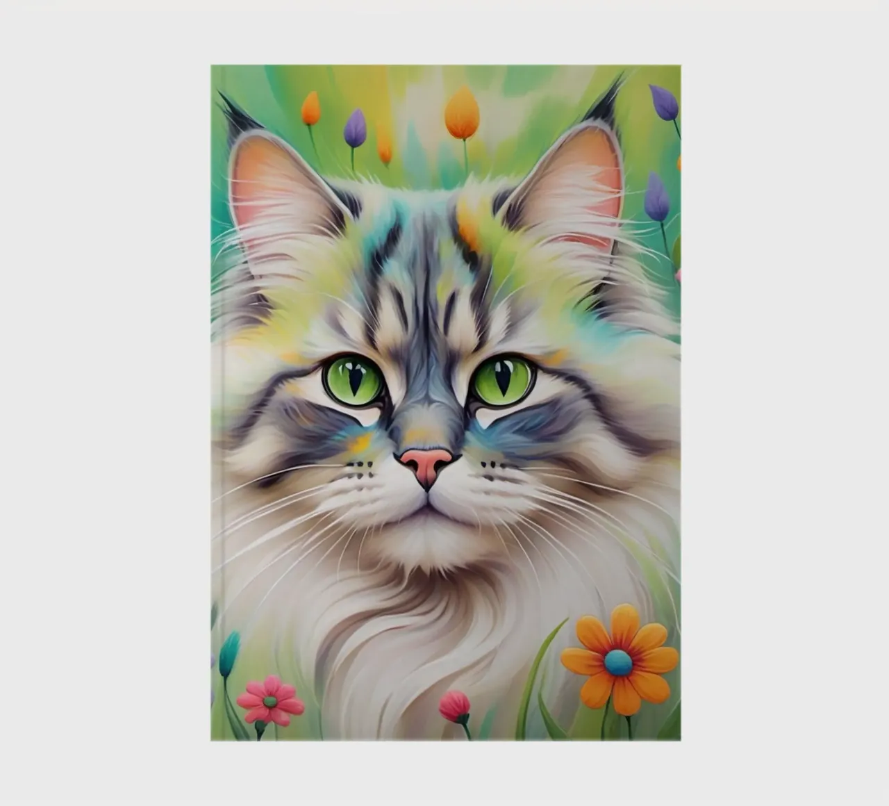 Cat with flower notebook by Purrfect Whiskers Art
