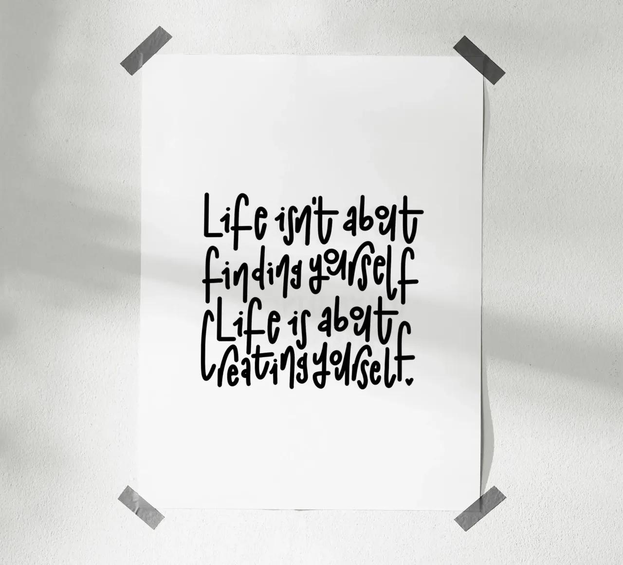 Typografie Poster Life Zitat Schwarz Weiß Handlettering poster con telaio in legno da LIMITED EDITION LETTERS
