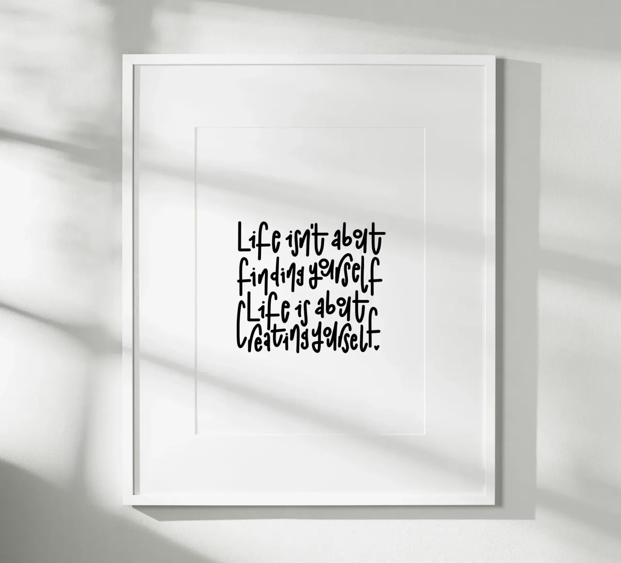 Typografie Poster Life Zitat Schwarz Weiß Handlettering poster con telaio in legno da LIMITED EDITION LETTERS