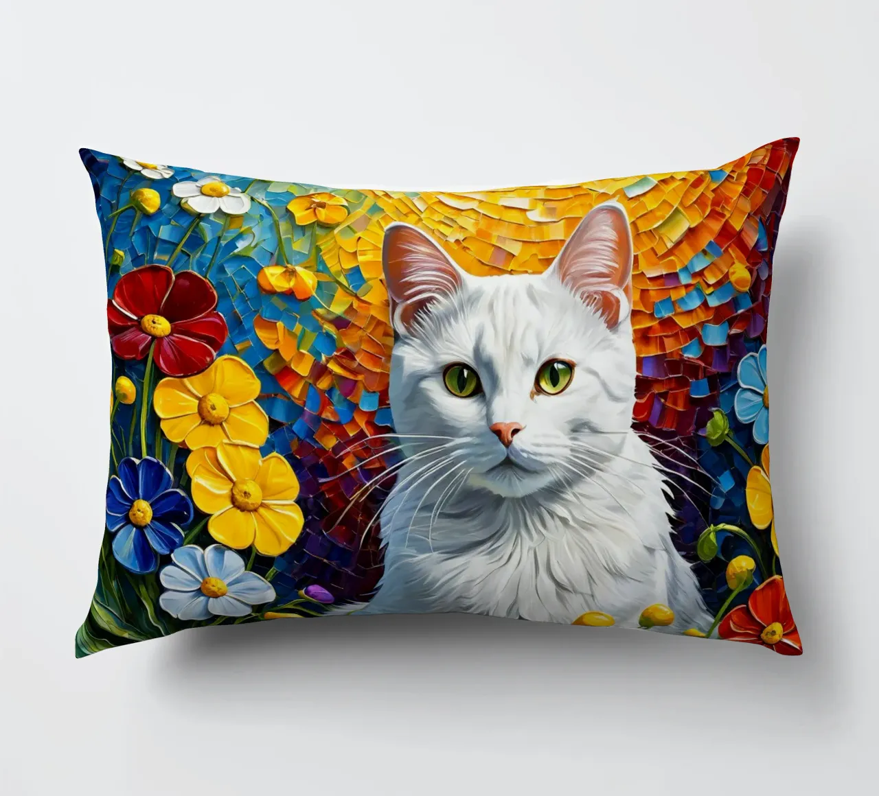 Gatto con fiore cuscino da Purrfect Whiskers Art