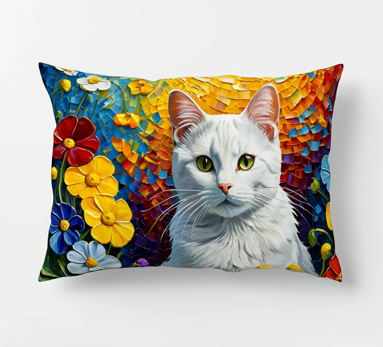 Gatto con fiore cuscino da Purrfect Whiskers Art