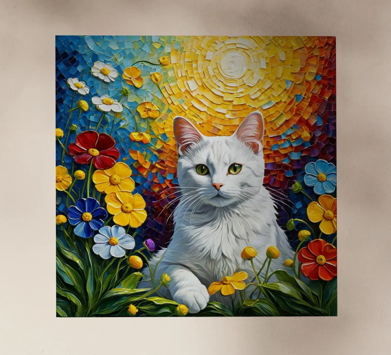 Gatto con fiore pellicola backlit da Purrfect Whiskers Art