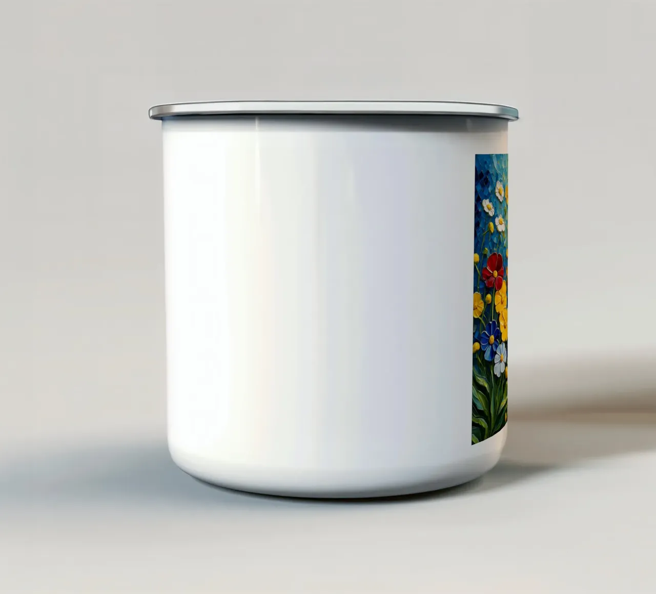 Gatto con fiore tazza in smalto da Purrfect Whiskers Art