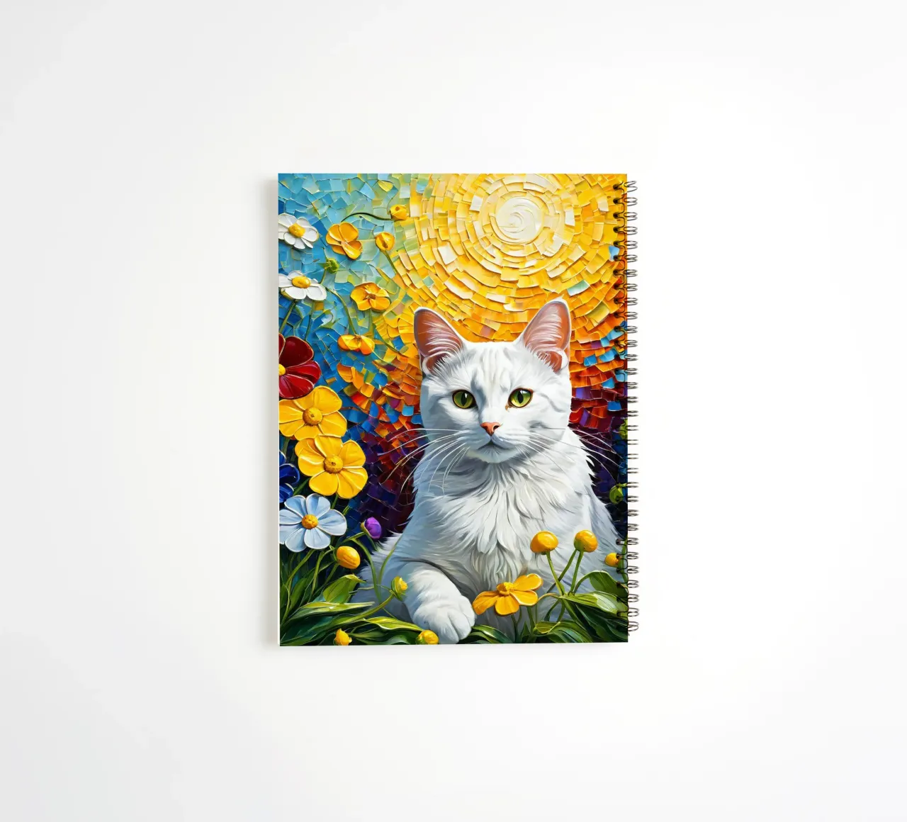 Cat with flower spiral notebook by Purrfect Whiskers Art