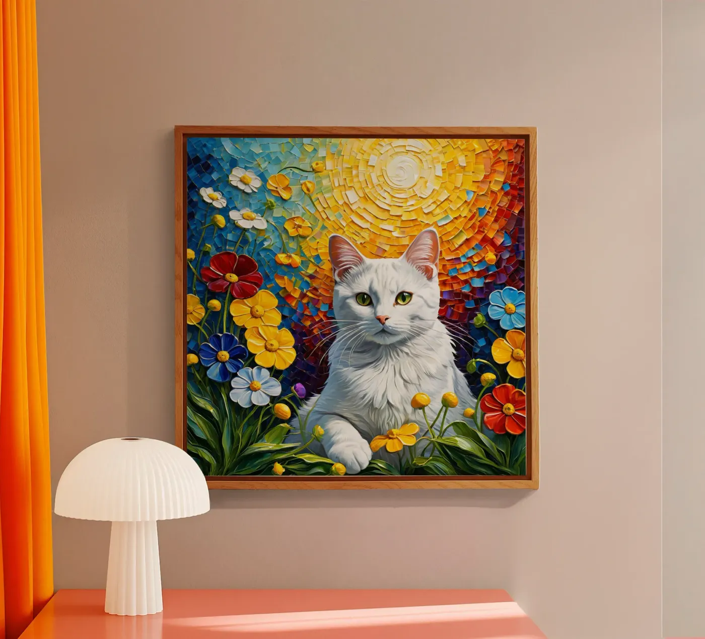 Gatto con fiore plexiglass da Purrfect Whiskers Art