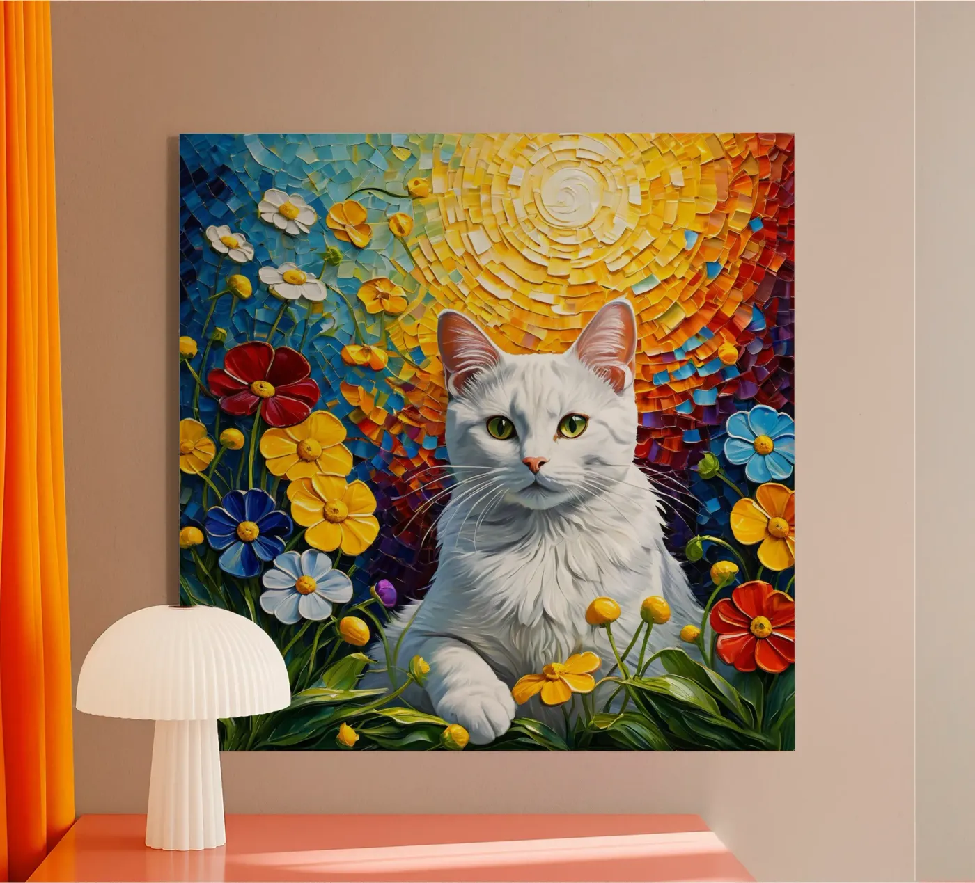 Gatto con fiore plexiglass da Purrfect Whiskers Art