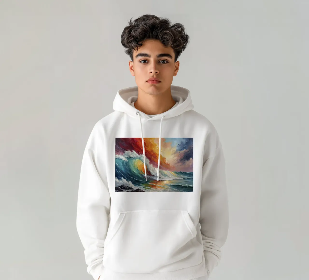 L'arcobaleno delle onde felpa con cappuccio da Point and Art