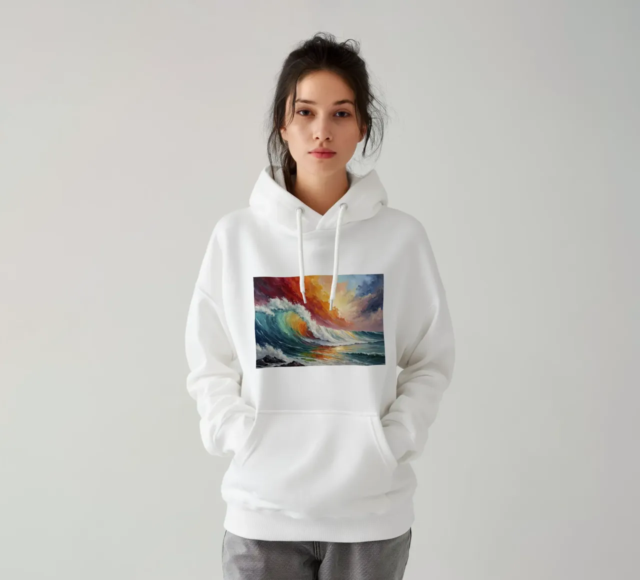 L'arcobaleno delle onde felpa con cappuccio da Point and Art
