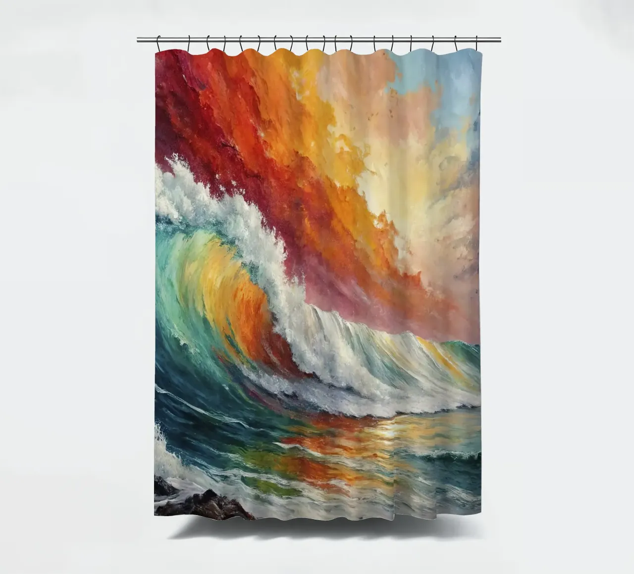 The rainbow of the waves shower curtain by 🎨 Point and Art