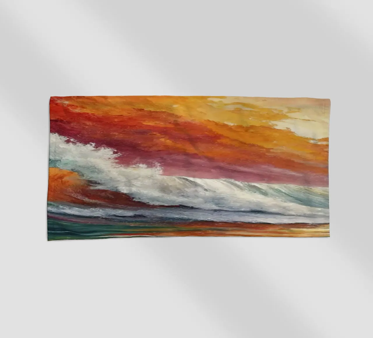 The rainbow of the waves beach towel by 🎨 Point and Art