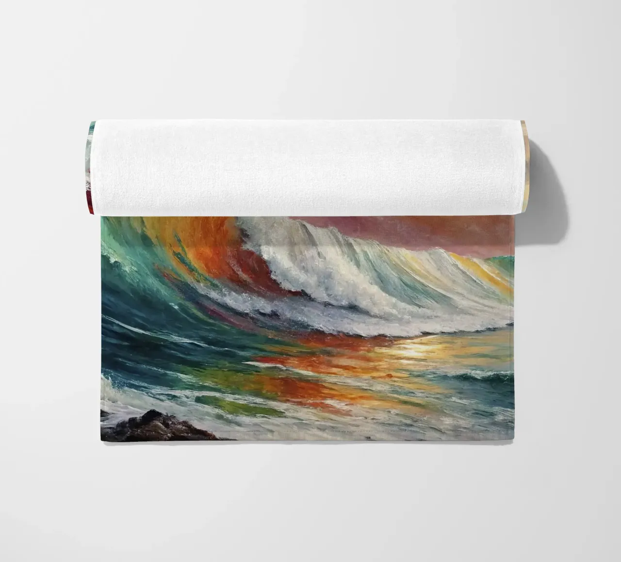 The rainbow of the waves beach towel by 🎨 Point and Art
