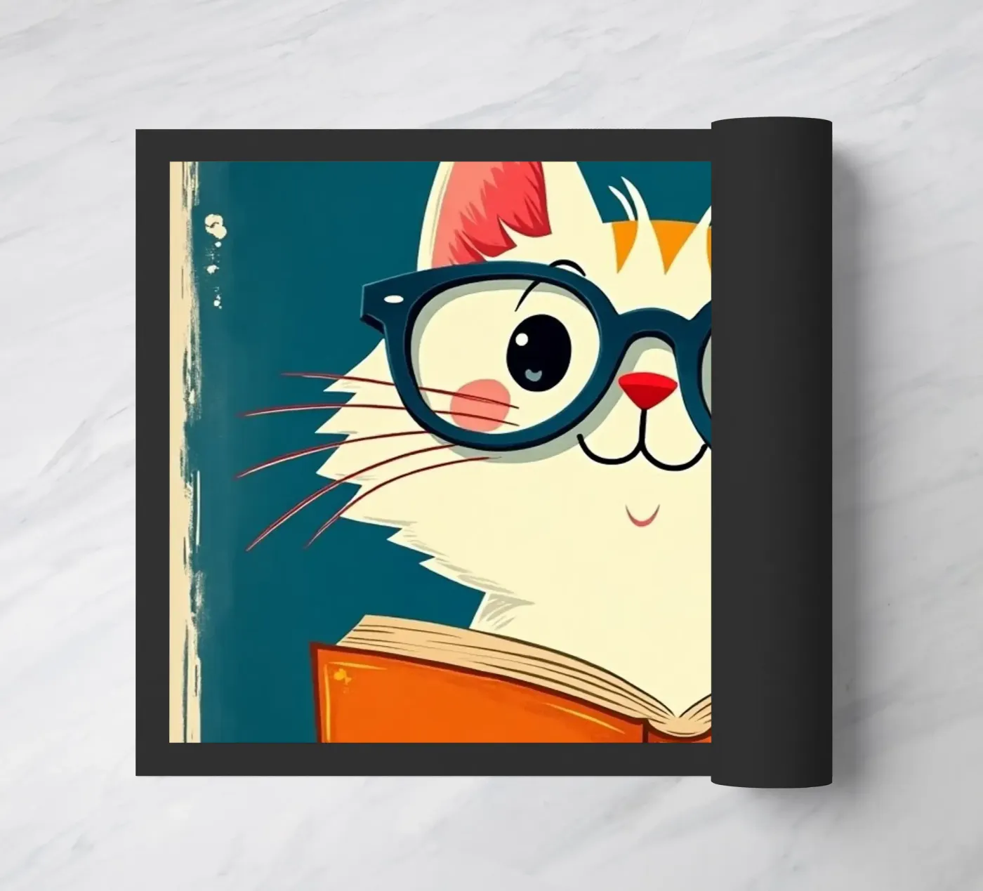Cat Reading Fußmatte von Purrfect Whiskers Art