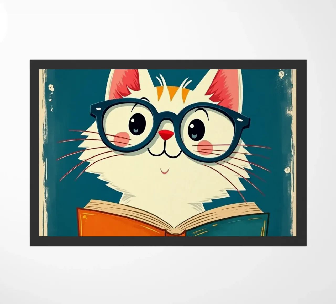 Cat Reading doormat by Purrfect Whiskers Art