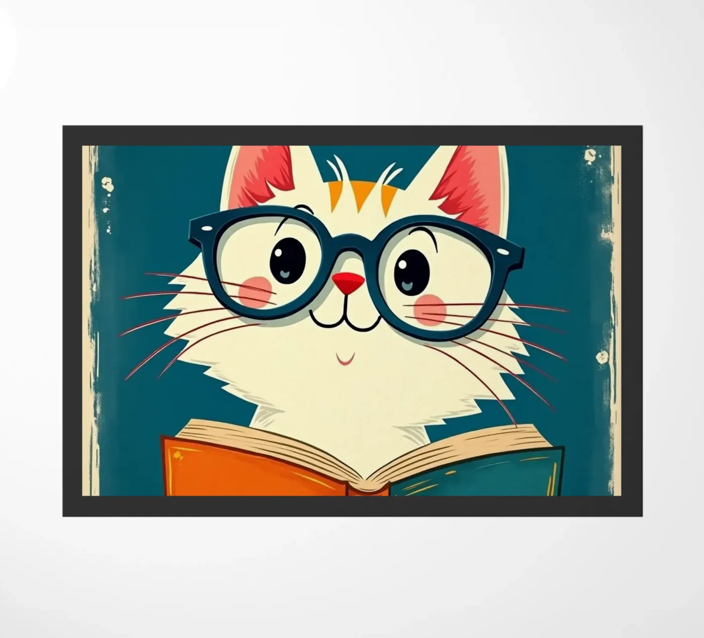 Cat Reading Fußmatte von Purrfect Whiskers Art