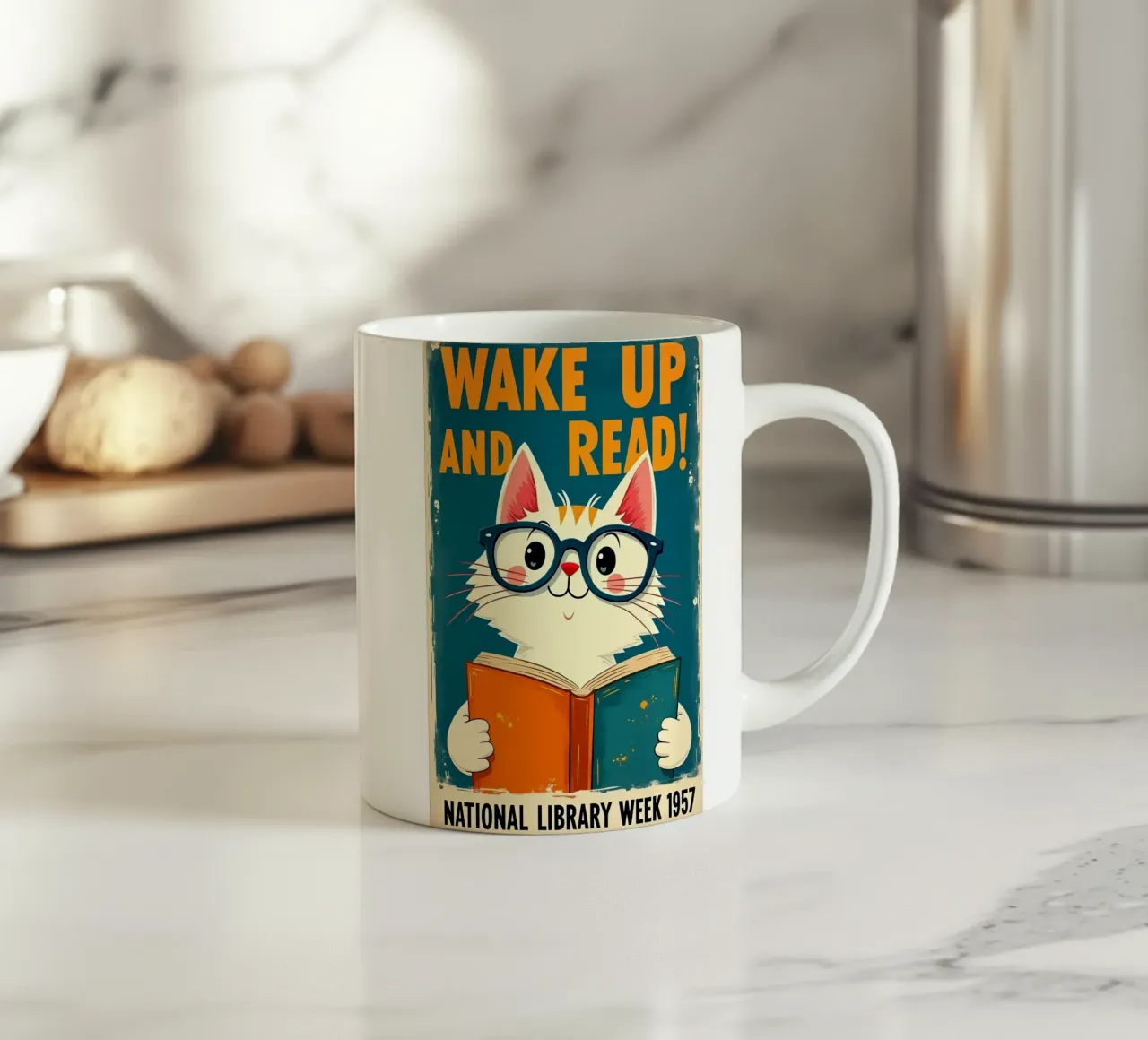 Lecture des chats mug en céramique de Purrfect Whiskers Art