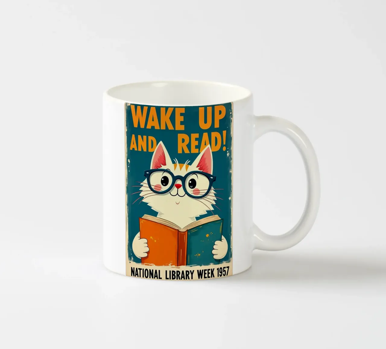 Lecture des chats mug en céramique de Purrfect Whiskers Art