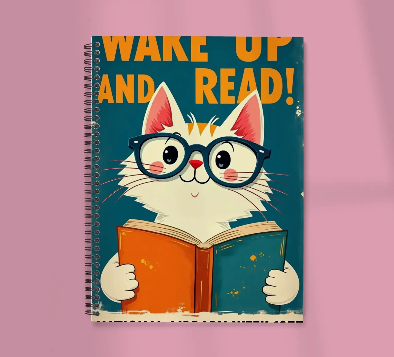 Cat Reading spiral notebook by Purrfect Whiskers Art