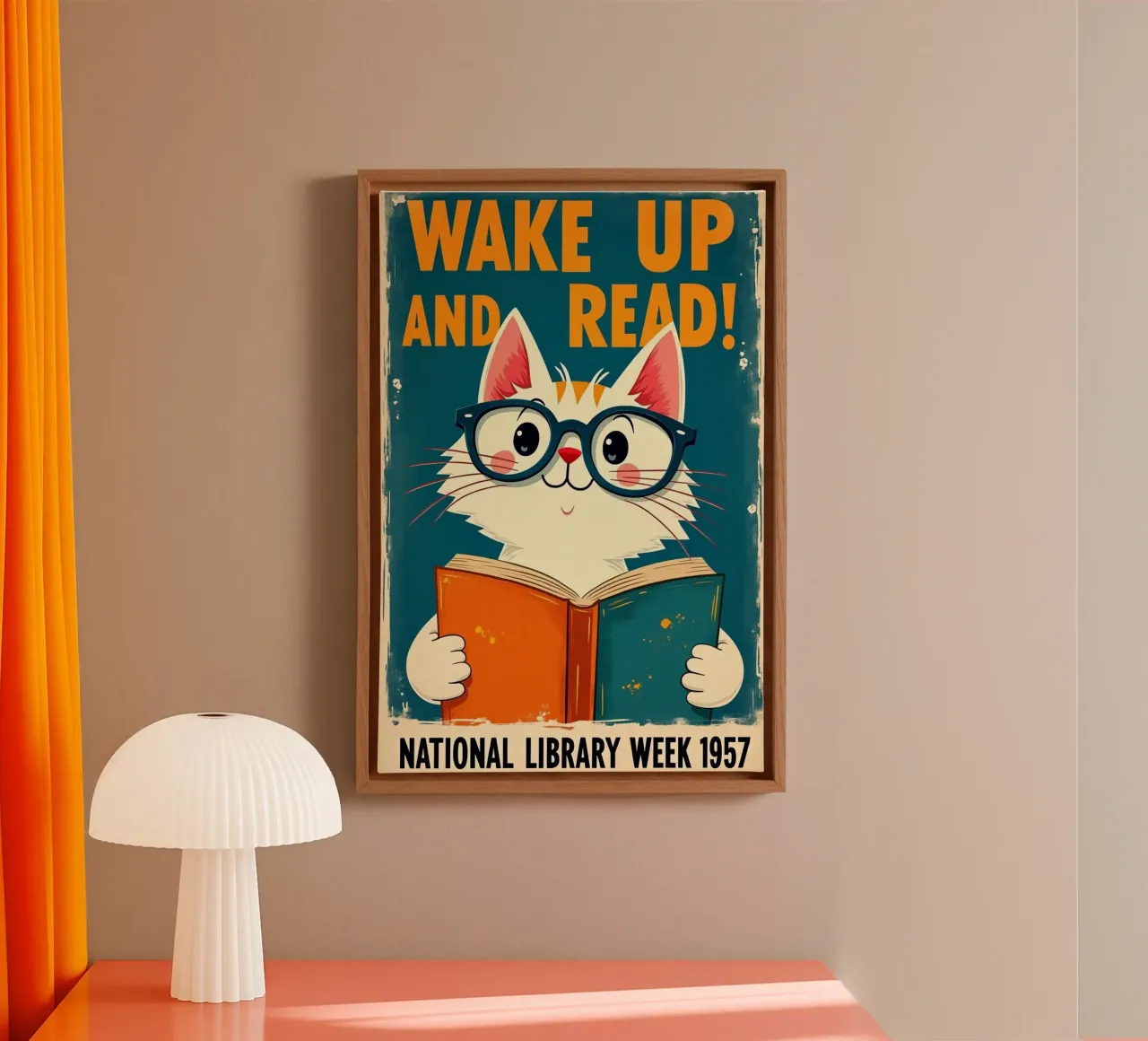 Lecture des chats toile avec Caisse américaine de Purrfect Whiskers Art