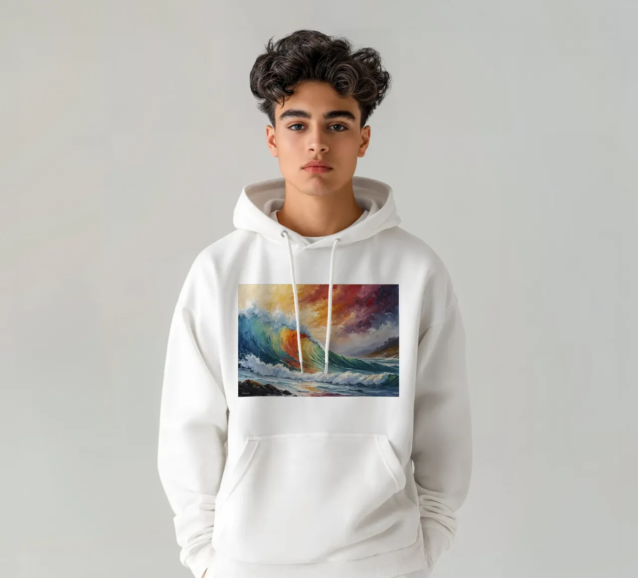L'arcobaleno delle onde II felpa con cappuccio da 🎨 Point and Art