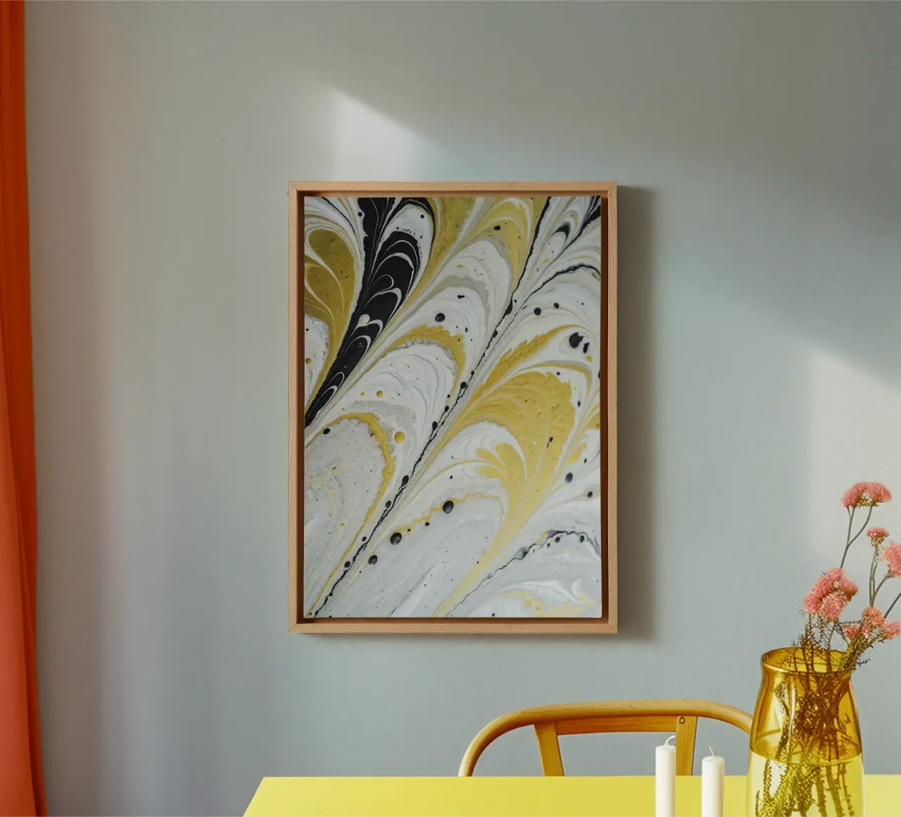 Fluidi nella notte dorata tela con Cornice a cassetta da 🎨 Point and Art