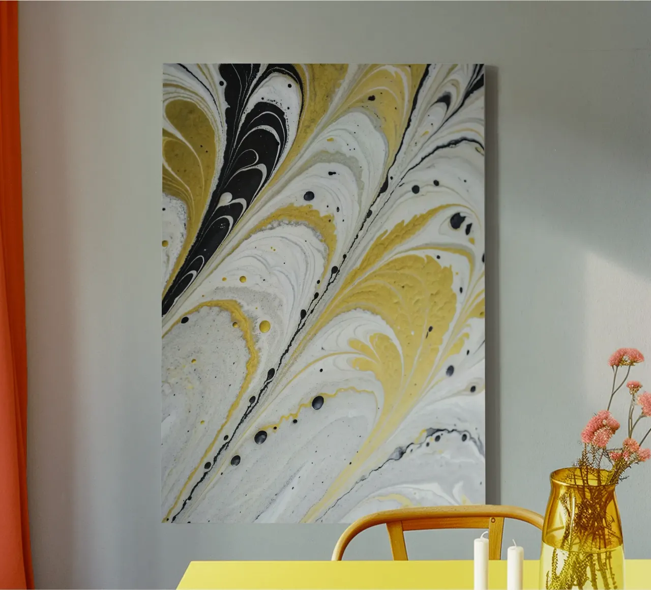 Fluidi nella notte dorata tela con Cornice a cassetta da 🎨 Point and Art